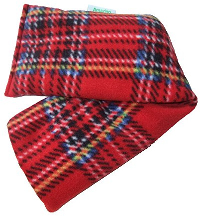 Heat Pack Plush Fleece Tartan Check Microwave Wheat Bag (Lavender, Red)