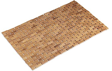 Relaxdays, 47 x 80 cm, Natural Bamboo Mat, Rollable, Rubber Stopper, Hygienic, Moisture-Resistant, Indoor Doormat, Bamboo, Natur