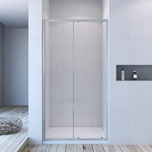 Duschtür Nische 100 cm Schiebetür Dusche Duschschiebetür Nischentür Nischenschiebetür Duschabtrennung Duschwand Glas 185 cm höhe