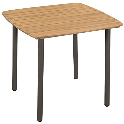 vidaXL Akazienholz Massiv Gartentisch Stahl Terrassentisch Balkontisch Tisch