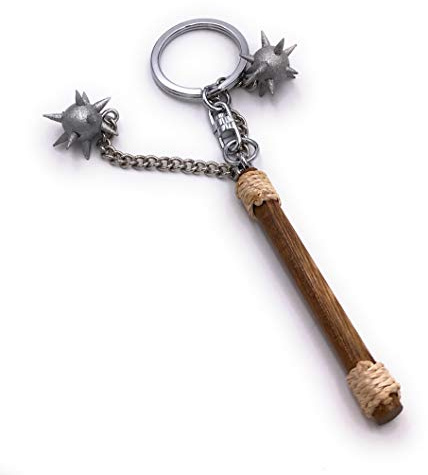 Onwomania - -Morgenstern Waffe Mittelalter Schlüsselanhänger - Holz Glücksbringer ideal als Geschenk z.B. für den besten Freund, die beste Freundin, Mama - Für Männer, Frauen & Kinder
