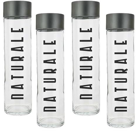 BrandPrint - Juego de 4 botellas de cristal modelo tubo 750 ml serigrafiada gris oscuro con tapón de rosca (4 natural)
