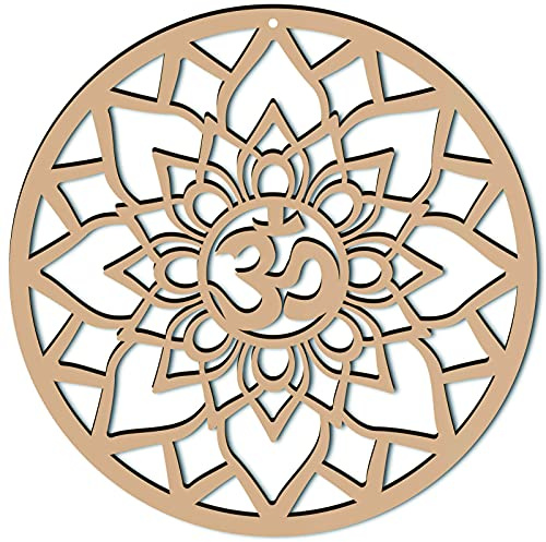 CREATCABIN 30 cm lotus väggdekor trä väggkonst kristall rutnät helig geometri laserskuren väggskulptur hängande dekor andlig rund för inflyttning hem kontor yoga studio dekoration