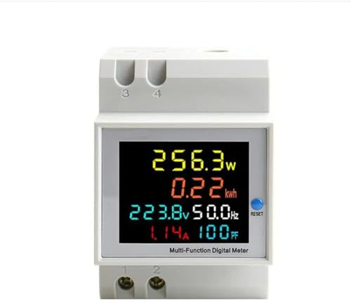 OrangeClub 6in1 Digitaler Stromzähler Hutschiene Digitaler Stromzähler Energiezähler AC40-300V 100A Wechselstromzähler Zähler Amperemeter Voltmeter für DIN Hutschiene Zwischenzähler