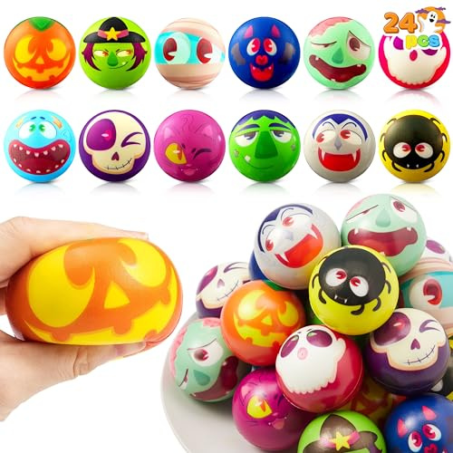 JOYIN 24 Stück Halloween Stressbälle - Neuheit Spielzeug Bälle, Squishy Spielzeug Slow Release, Party Favors, Dekorationszubehör, Partytütenfüller