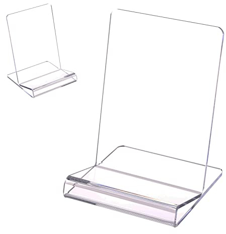 SANRUI Acrylic Display Easel with 2.7''Ledge,2PC Clear Book Display Easel Holder，Display Stand for New Book Releases , Book Stand for Displaying Tablets, Magazines,Notebooks,iPad,CDs, etc（A5 Size）
