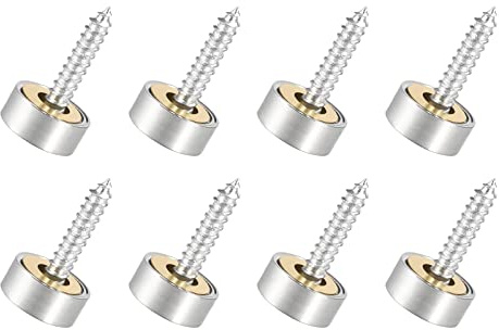 QUARKZMAN 12mm Miroir Vis Cache Vis x 8PCS Brossé Inoxydable Acier Argent | Décoratif Capuchons Couvercle Attaches pour Décoratif Miroir et Signe Publicité Quincaillerie