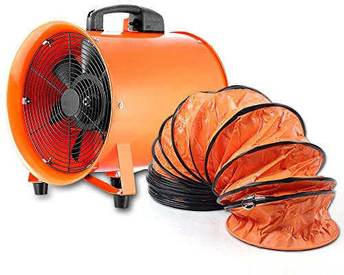 TaNeHaKi Industrieventilator Rohrventilator,320w GebläSe Mit 10m Kanalschlauch,AxialgebläSe Ventilator,43m³/Min,BaugebläSe Bauventilator