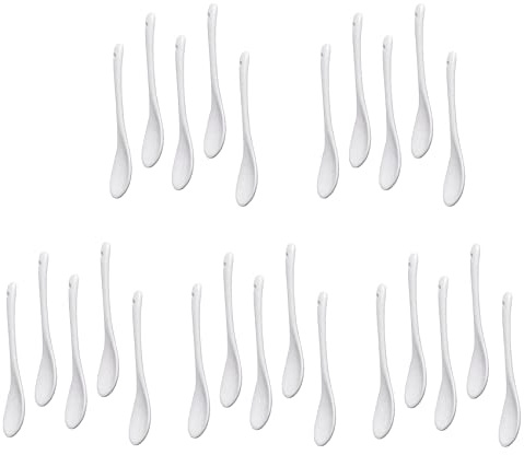 Spamietz 25PCS Cucchiai per Uova Nel Porcellana Bianca Cucchiai Nel Ceramica Cucchiaio da Caffè Cucchiaio da Dessert Cucchiaio da Portata per Salsa Moka