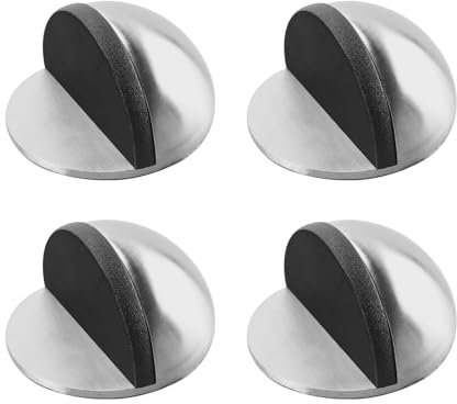 4 piezas topes para puertas, topes suelo, topes puertas pulidos para pisos duros, puertas de vidrio y paredes protectoras(Plata)