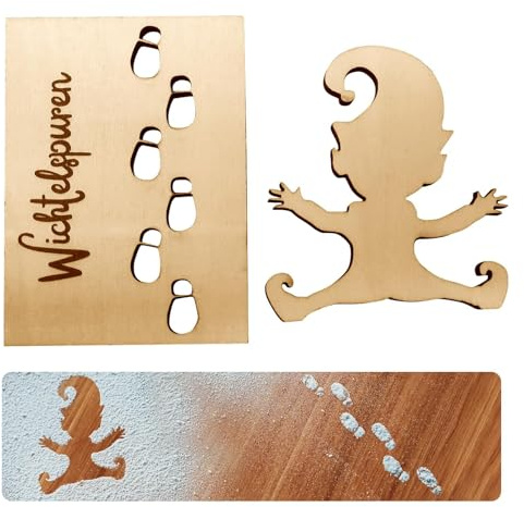 TaimeiMao Juego de plantillas de Wichtelschablone FußabdrückeSet,Wichteltür