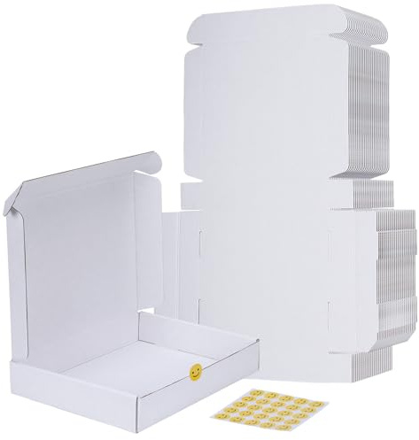 RLAVBL 30.5x22.9x5.1 cm Caja de Carton con Tapa para Envios de Paquete, 25 Pack, Cajas Carton Mudanza o Almacenaje, Blanco