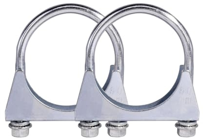 2 Stück Bügelschelle M8 Rohrschelle Ø52-80 mm Spezialschelle für Auspuffrohr U-förmige Verzinkter Rohrklemmbügel (60mm)