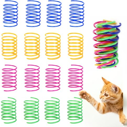 RTRTGS 16 Stück Cat Spring Spielzeug,Kunststoff Spiralfedern,Spirale Katzen Spielzeug,Spielzeug Spiralfedern,Neuheit Haustiere Spielzeug, Bunte Spiralfedern,Spring Spirale für Katze
