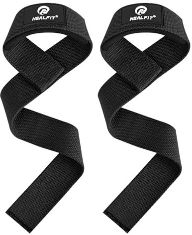 NEALFIT Zughilfen Krafttraining Lifting Straps, Handgelenkgurte für Gewichtheben, Deadlifts, Bodybuilding, Krafttraining, Gewichtheben Gurte für Männer und Frauen (Schwarz)