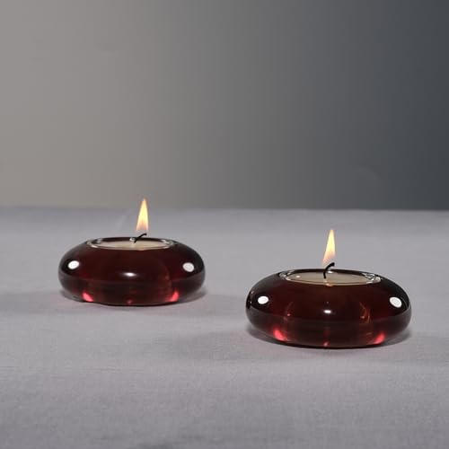 ICNBUYS Handgefertigter dekorativer Kieselstein-Teelichthalter, 2er-Set, handgefertigter Deko-Akzent für beruhigende, erdige Ästhetik, Dunkelbraun, Durchmesser 7,6 cm, Harz