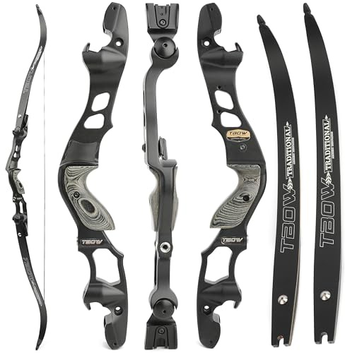 ILF Recurve Bogen für Erwachsene Jugend Jagd 30-60Lbs 62 Takedown Recurvebogen Rechtshänder Recurvebogen Gordon Bogen Gliedmaßen CNC-Bearbeitung (Schwarz, 45LBS)