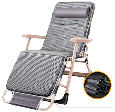 Outdoor Zero Gravity Klappstuhl, extra großer Verstellbarer Loungesessel mit bequemen, atmungsaktiven Kissen für Reisen, Urlaub, Garten, drinnen, Schwarz