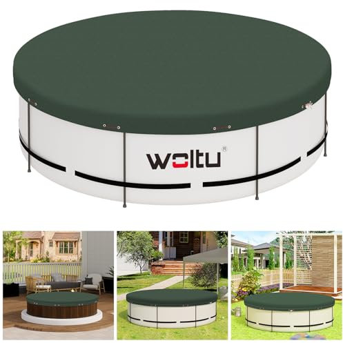 WOLTU Telo Copri Piscina Rotondo Ø 520cm, per Copertura per Piscina di Ø 420-460cm, Telo Impermeabile per Esterno Invernale in PE 200g/m², con Occhielli, Elementi di Fissaggio e Corda, Verde