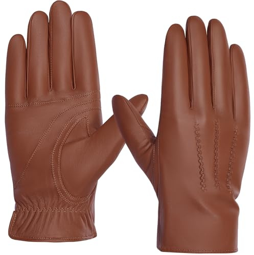 BISON DENIM Herren Winter Lederhandschuhe Warme Kaschmirhandschuhe | Touchscreen-Funktion, Autofahrerhandschuhe, wärmespeichernd, Stretch-Passform
