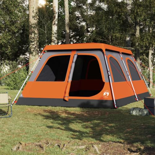 Homgoday Kuppel-Familienzelt 8 Personen Campingzelt Familienzelt Kuppelzelt mit Abnehmbares Überzelt Festivalzelt für Camping Reise Trekking Wasserdichtes Design Grau und Orange Quick Release