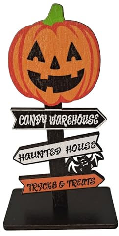 GWAWG Decorazione da tavolo di Halloween, ornamento in legno di Halloween, decorazione da tavolo per feste di Halloween, decorazione da tavolo per feste di Halloween, decorazione da tavolo (zucca)