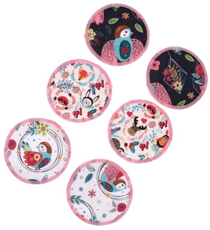 Assorbenti per Allattamento Stampati 6 Pezzi 10 Cm | Poliestere Cotone, Lavabili e Facili da Riporre, per Uso Casa e Outdoor