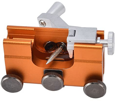 Akozon Portable Hand Crank Chainsaw Sharpener - Manual Knife Grinding Tool for Home Use, Electric Chainsaw Sharpening Clamp, Easy to Use Grinding Fixture (Yellow)
