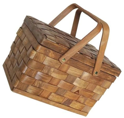 Happyyami Holzkorb Für Picknick Und Aufbewahrung Woven Vegetables Basket Für Blumen Obst Und Deko Für Zuhause Und Outdoor-aktivitäten Leicht Und Langlebig