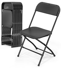 Bonnlo Klappstuhl, Gartenstühle 10er Set, Campingstuhl bis 159 KG, Stühle Esszimmer Balkon Büro, Stapelbar, aus Metall & Kunsttoff, Schwarz