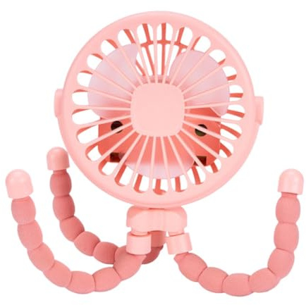 Cpolebev Mini Ventilatore Silenzioso Portatile Rosa Ricaricabile Tramite USB A 3 Velocità Regolabile con Funzione di Illuminazione per Passeggino Seggiolino Auto