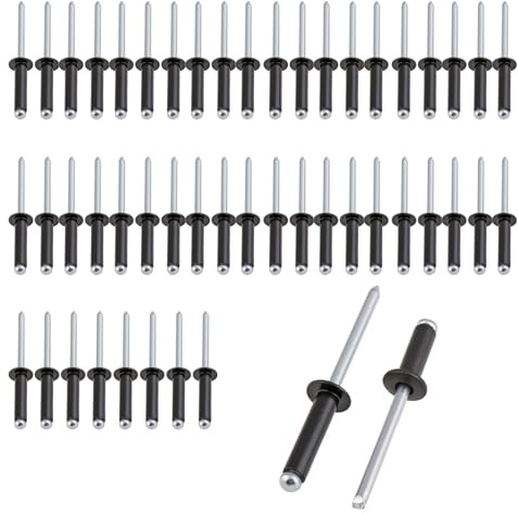 Vroxdrez 50 Stück Blindnieten 4.8x20mm - Aluminium Lackierte Nieten mit Großkopf, Anthrazit Schwarz für professionelle Verbindungen