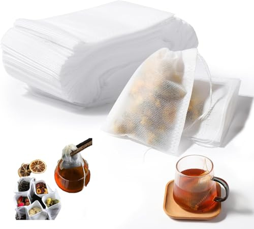 400 bolsas de té, colador de té con cordón, bolsas de té de tela no tejida, colador de té para hojas de té sueltas, fragante, especias, vainilla, lavanda, café (7 x 9 cm)