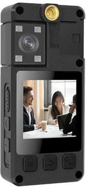 QZCX Camara Corporal, A38 Mini cámara Corporal portátil 1080P HD IR visión Nocturna Deportes acción cámaras DV 2000mAh grabación de vídeo de Largo Tiempo(with 256GB TF Card)