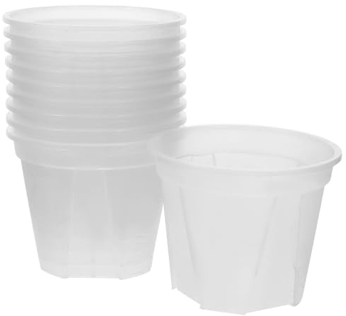 Outanaya 10 Piezas Contenedor Transparente para Plantas con Orificios de Drenaje Macetas de Plástico Pequeñas para Suculentas y Flores para Interior y Exterior y Oficina