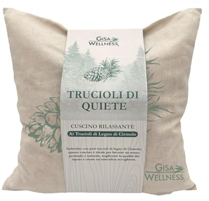 Gisa Wellness - Trucioli di Quiete | Cuscino con Trucioli Naturali di Legno di Cirmolo Alpino | Profumo Balsamico per Relax e Sonno Sereno | Cuscino Decorativo Made in Italy