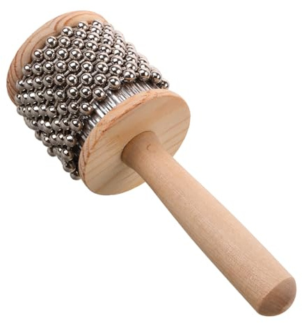 HOODANCOS Holz Cabasa Percussion Spielzeug Mit Edelstahlperlen Kompakt Und Leicht Geeignet Für Kinder Und Rhythmusübungen