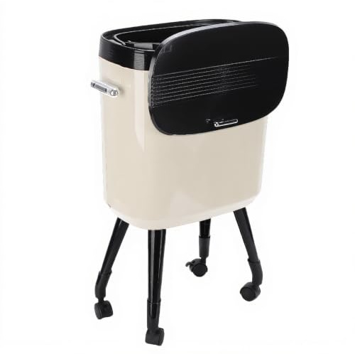 Luqeeg Cubo de Basura Alto con Ruedas, 15 L Gran Capacidad Cubo de Basura Estrecho con Tapa Hermética Papelera de Oficina para Cocina Hogar Baño Sala de Estar Oficina (blanco crema)