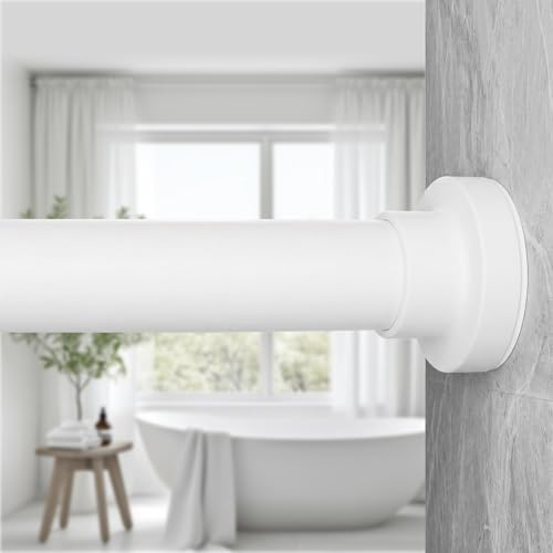 AEROWYN Duschvorhangstange ohne Bohren,43-278CM Vorhangstange ohne Bohren aus Edelstahl, Rostfrei Rutschfest, Verstellbar Spannstange Teleskopstange für Badezimmer, Fenster, Kleiderschrank Weiß