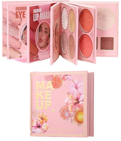 Trucco a Libro Polvere Illuminante Sfumabile a Lunga Durata | Kit Trucco con Palette Contorno e Blush Per Donne Ragazze Compleanno San Matrimonio Appuntamenti Viaggio Vacanza Festa
