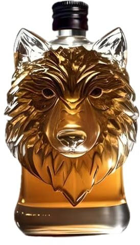 Whiskyflaska 350 ml konstnärlig elegant varghuvudformad whiskykaraff rolig unik tom glas spritflaskor för