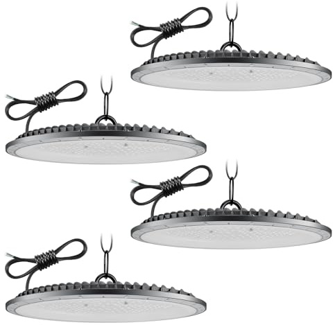 Faretto LED UFO 500W 4 Pezzi,6500K Bianco Freddo UFO Lampada da Officina Industriale,50000LM Super Luminose LED Industriale Faretto,IP65 Impermeabile Lampada da Garage per Fabbrica Officina Fienile