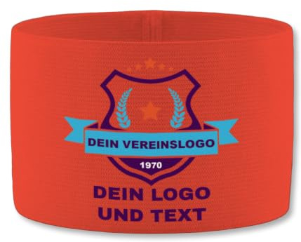 JAKO Kapitänsbinde - Foto Bild - Dein Vereinslogo selber gestalten - mit Verein Logo und Text bedrucken - 27 x 8,5 cm - Flame - armbinde wunschtext custom kapitäns binden wunsch design bedruckte