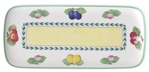 Villeroy & Boch Charm & Breakfast French Garden Piatto per Dolci, 35X16 cm, Porcellana Premium, Bianco/Multicolore
