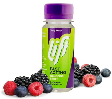 Lift Fast-Acting Glucose Energy Juice Shots, Very Berry, 12 Pack of 60 ml Bottles