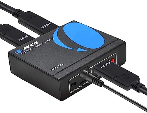 OREI 4K 1 in 2 Out HDMI Splitter Ultra HD 4K @ 30Hz 1x2V 1.4 HDCP, Power HDMI Supports 3D Full HD 1080P for Xbox, PS4 PS3 Fire Stick Blu Ray Apple TV HDTV - Adapter Included