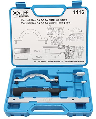 CCLIFE 5 Pezzi Kit di bloccaggio Albero a Camme Strumento Fissaggio Attrezzi messa in fase Catena di Distribuzione Del Motore 1.0, 1.2, 1.4 12V 16V