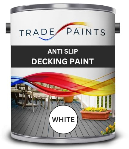 Anti-Slip Garden Decking Paint – White - 5L - Durable Non-Slip Garden Deck Floor Coating for Wood & Timber, Weatherproof Outdoor Finish