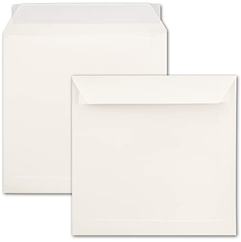 NEUSER PAPIER 10 fyrkantiga kuvert 22 x 22 cm – kräm – 120 gram per m² – för mycket speciella tillfällen – självhäftande med rak flik