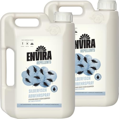 Envira Spray Contre Les Poissons d'argent - Anti-Poisson d'argent à Effet Longue durée - Inodore & à Base d'eau - 2 x 2L